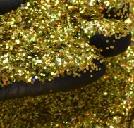 Chunky Bright Gold Holographic Metal Flake Glitter 0.040 Hex