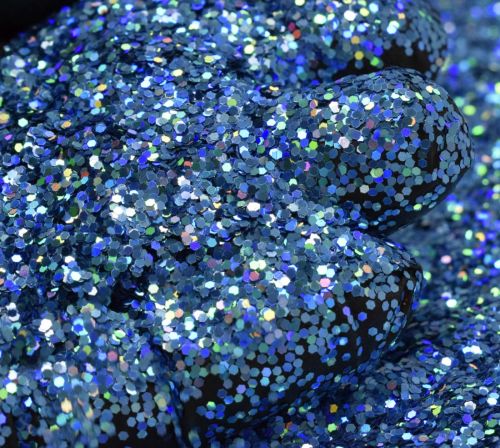 Chunky Steel Blue Holographic Metal Flake Glitter 0.040 Hex